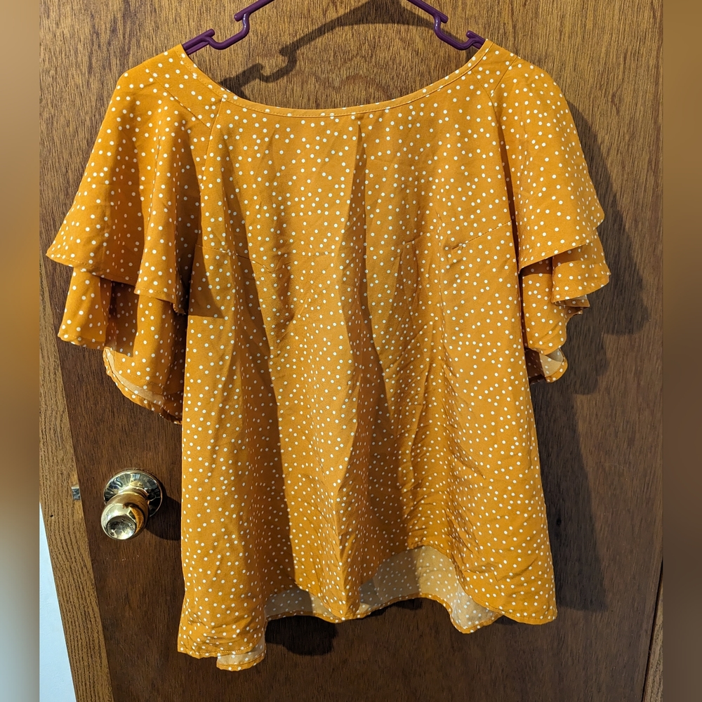 Mustard yellow blouse with Poca dot's